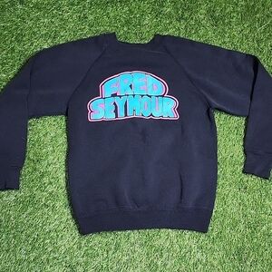 Hanes Black Crewneck Sweater with Vibrant Graphic Vintage Made In USA